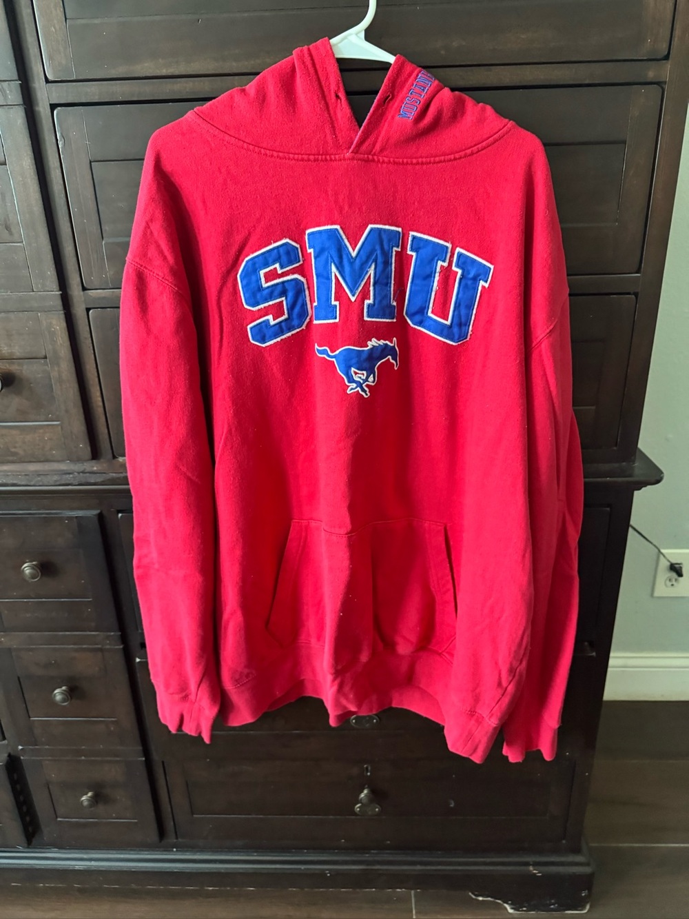 Stadium Athletics Red SMU Crewneck Sweatshirt with Blue Lettering